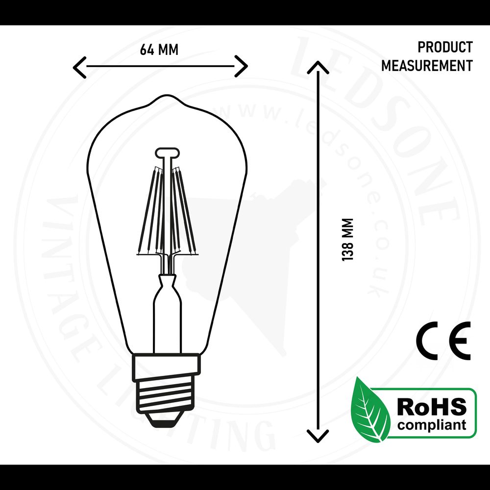 E27 Vintage LED Dimmable Bulbs, 8W Edison Light Bulb