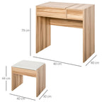 Dressing Table Set with Padded Stool - Stylish, Multi-Purpose, Mirror, Storage, Comfortable