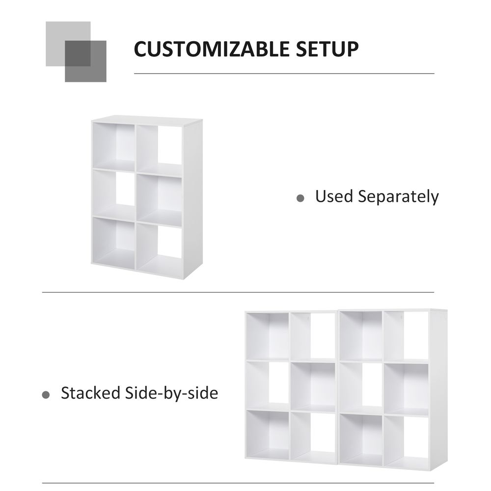 3-tier 6 Cubes Storage Unit Particle Board Cabinet Bookcase Organiser Home Office Shelves White