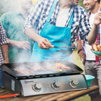 Portable Gas Plancha BBQ Grill with 3 Stainless Steel Burner, 9kW