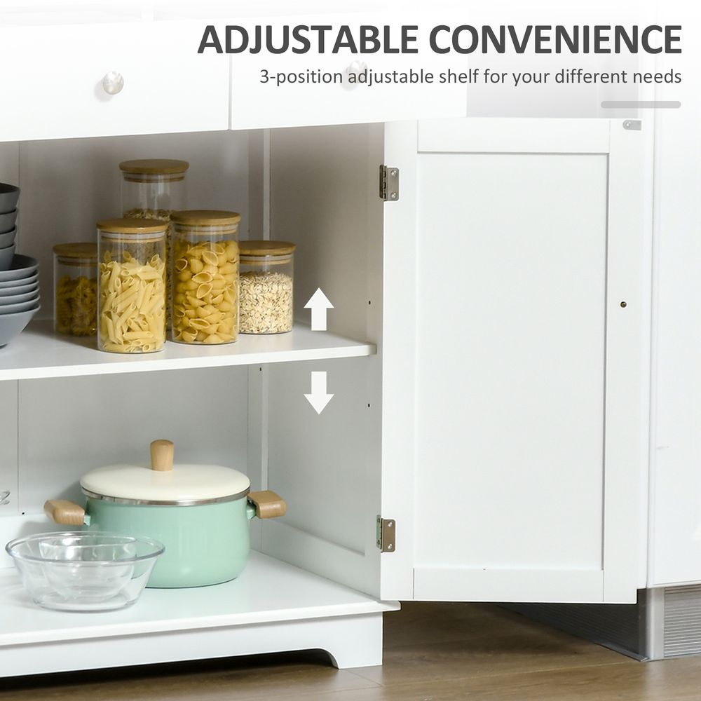 Kitchen Floor Cabinet Side Storage Cupboard Multi-use Sideboard Table with Solid Wood Top, Adjustable Shelf,Drawer for Dining Room, Living Room,Hallway