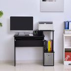Black Computer Desk with Sliding Keyboard Tray & Storage Drawer - Unique Design