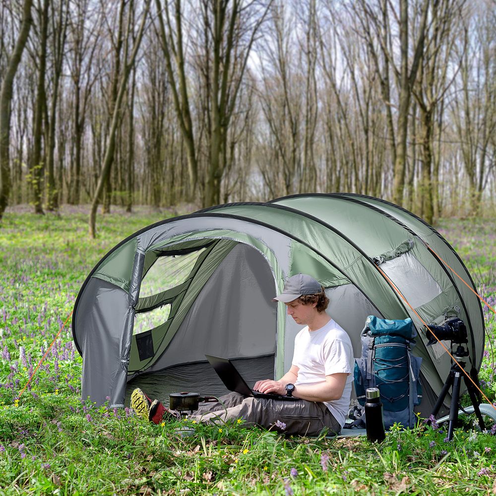 4-5 Person Dome Camping Tent - Pop-Up Design - 4 Windows - Quality & Professional
