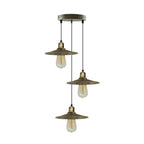 4 Head Vintage Industrial Brushed Brass Ceiling Pendant Easy Fit Light Metal 22cm Ceiling Lighting Shade in Metal