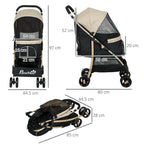 Pet Stroller - XS/S Dogs w/ Rain Cover - Khaki
