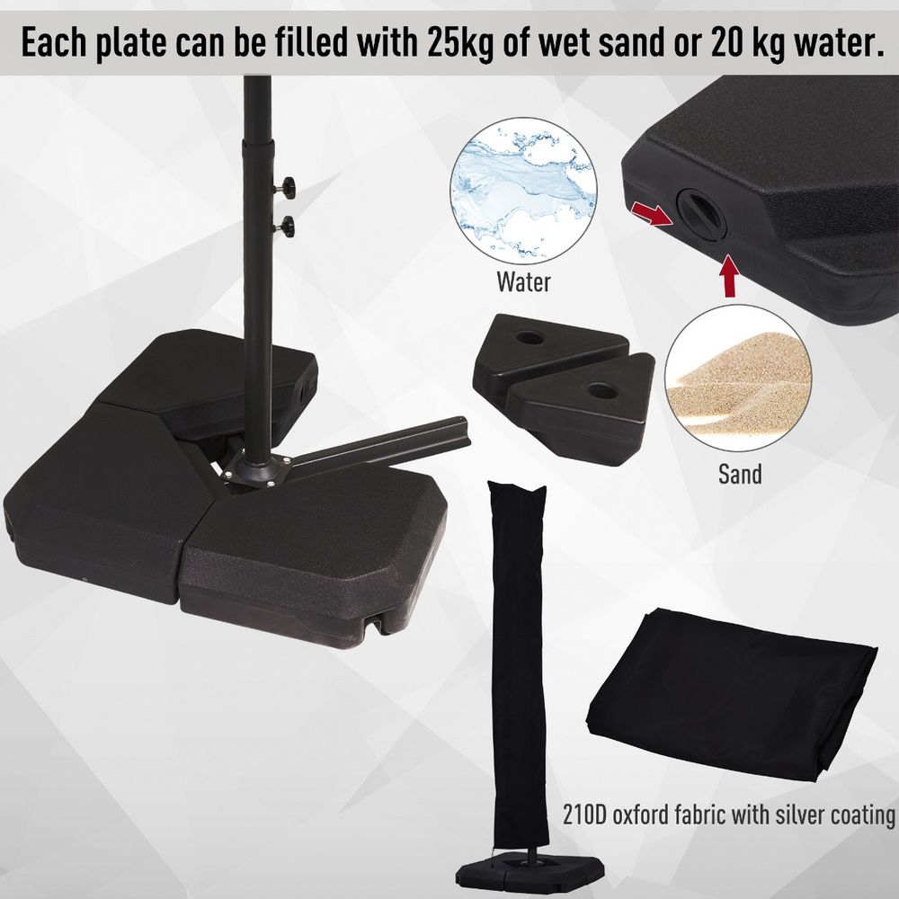 Outdoor Steel Frame Cantilever Umbrella - Durable, Rotating, UV Protection