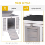 Wooden Rabbit Hutch Outdoor, Guinea Hutch, Rabbit Hideaway, Cat House, Bunny Cage Small Animal House 51 x 42 x 43 cm, Grey