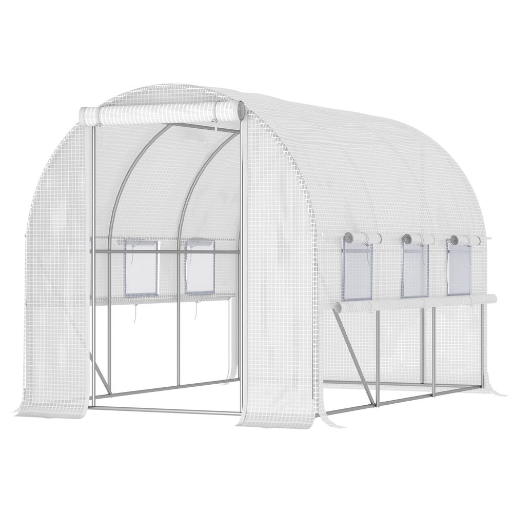 Spacious Outdoor Plant Greenhouse with Zippered Doors, Proficient Seller - White