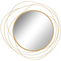 Metal Wall Art 65cm Round Mirror for Living Room Dining Room Gold Tone - Φ43cm