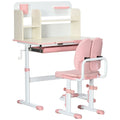Pink Kids Desk & Chair Set - Storage Shelves & Washable Cover