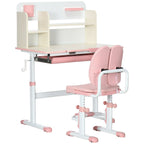 Pink Kids Desk & Chair Set - Storage Shelves & Washable Cover