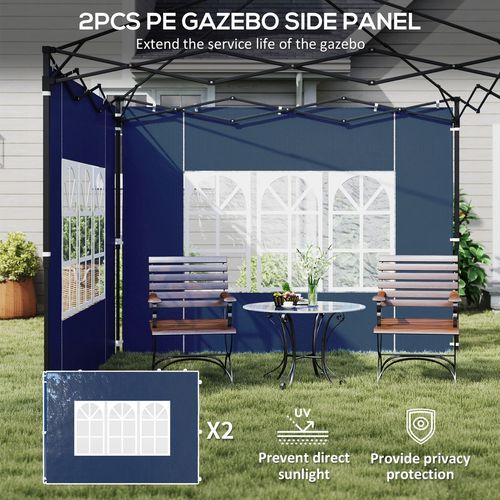 Gazebo Side Panels for 3x3(m) or 3x6m Gazebo Canopy, 2 Pack, Blue
