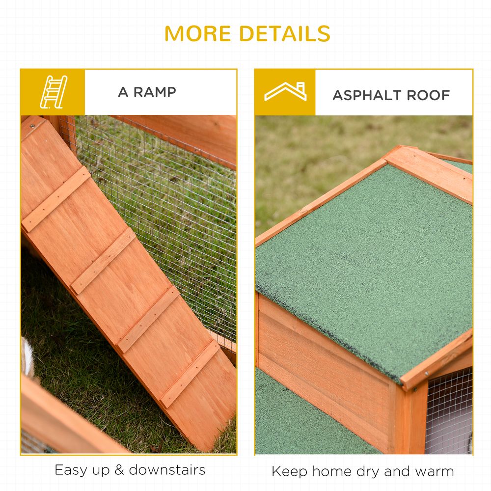 Large Rabbit Hutch Outdoor, Wooden Guinea Pig Hutch Small Animal House, Play Run Cage Outdoor Use 215 x 63 x 100 cm