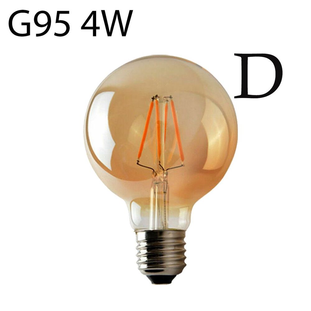 Vintage G95 E27 4W LED Filament Bulb Retro 2700K Warm White Screw Bulb