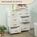 Chest of Drawers with 9 Drawers, Boucle Storage Organiser, Cream
