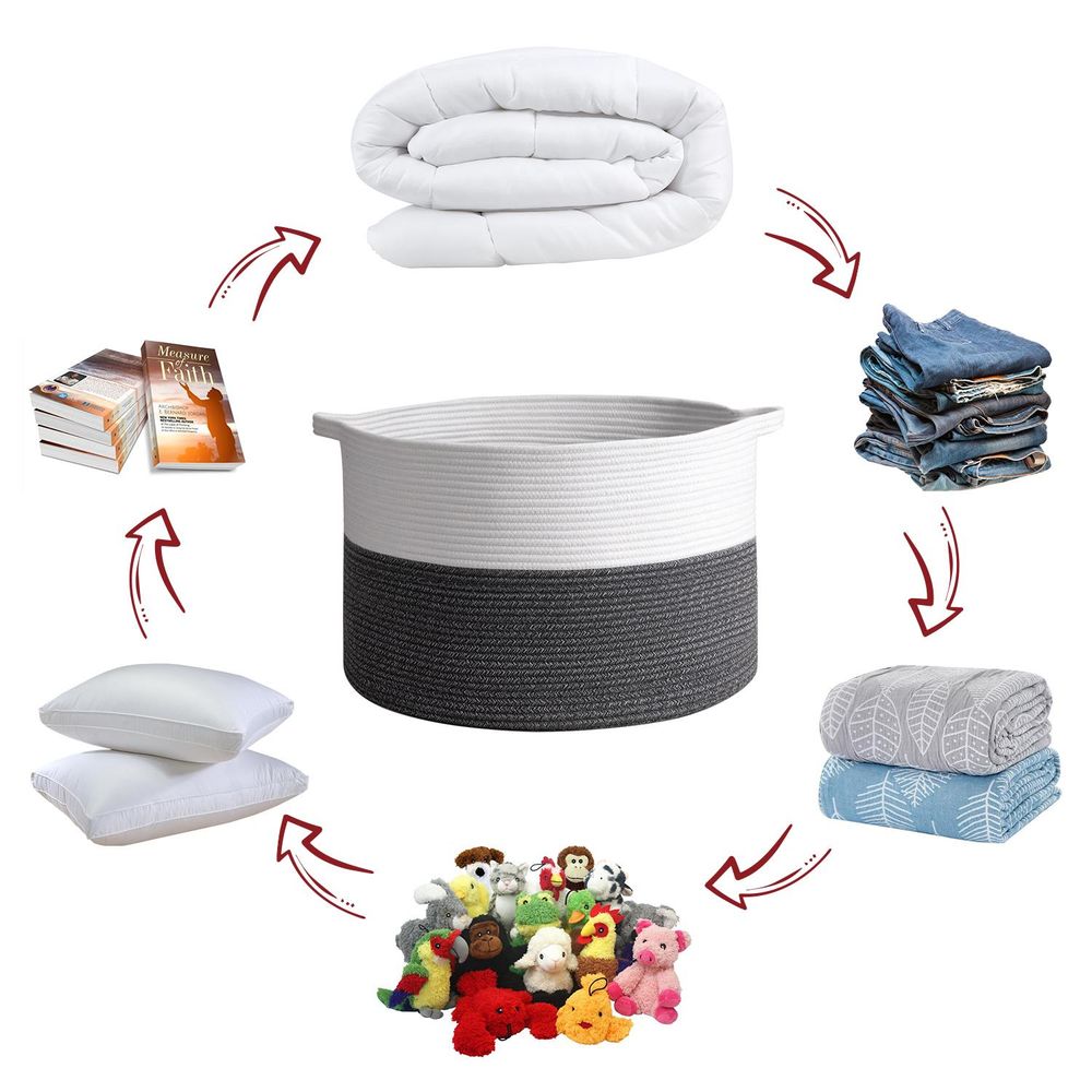 Laundry Basket White & D Grey