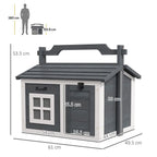 Rabbit Hutch - Indoor Outdoor, Openable Roof, Top Handle, Grey