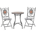 3PCs Garden Set 1 Ceramic Tile Round Table and 2 Foldable Chairs