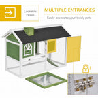2 Tiers Rabbit Hutch and Run Wooden Guinea Pig Hutch Outdoor with Sliding Tray, Ramp, Water-resistant Roof, for 2-4 Rabbits