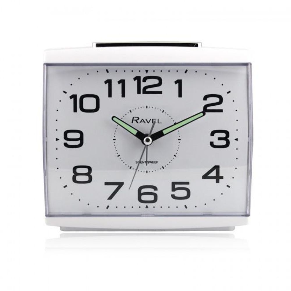 Large Square Retro Bedside Alarm - Clear Dial, Bold Numbers, Snooze, Silent Sweep, Luminous Hands