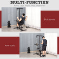 Lat Pull Down Machine with Extra Pulley for Seated Rows, Cable Pulley System with Adjustable Seat for Home Gym