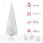 1.8m 6ft Artificial Pine Pencil Slim Christmas Tree with 390 Branch Tips White