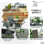 Rattan Outdoor Dining Table and Chairs for 4, Light Grey