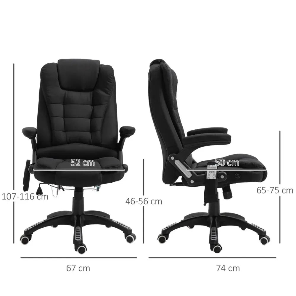 Reclining Chair w/ Heating Massage Points Relaxing Headrest Black - Executive