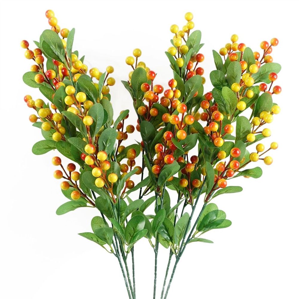 Artificial Orange Berry Spray - Ideal for Decorations and Arrangements - 70cm Height