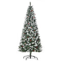 6FT Artificial Christmas Tree Pencil Tree Berries Pinecones Foldable Feet Green