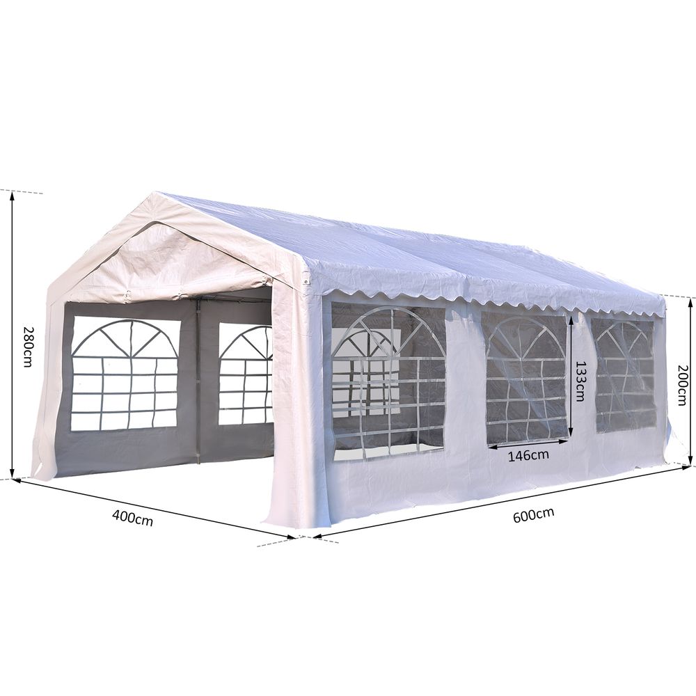 Gazebo Marquee Party Tent - Steel Frame, White