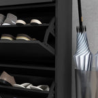 3-Drawer Shoe Cabinet with Adjustable Shelf for 12 Pairs of Shoes, Narrow Shoe Storage Cabinet with 2 Flip Doors for Hallway, Entryway, Black