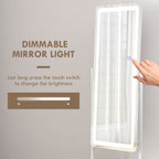 LED Lighted Full Length Mirror, Floor Standing Mirror with Storage Shelf