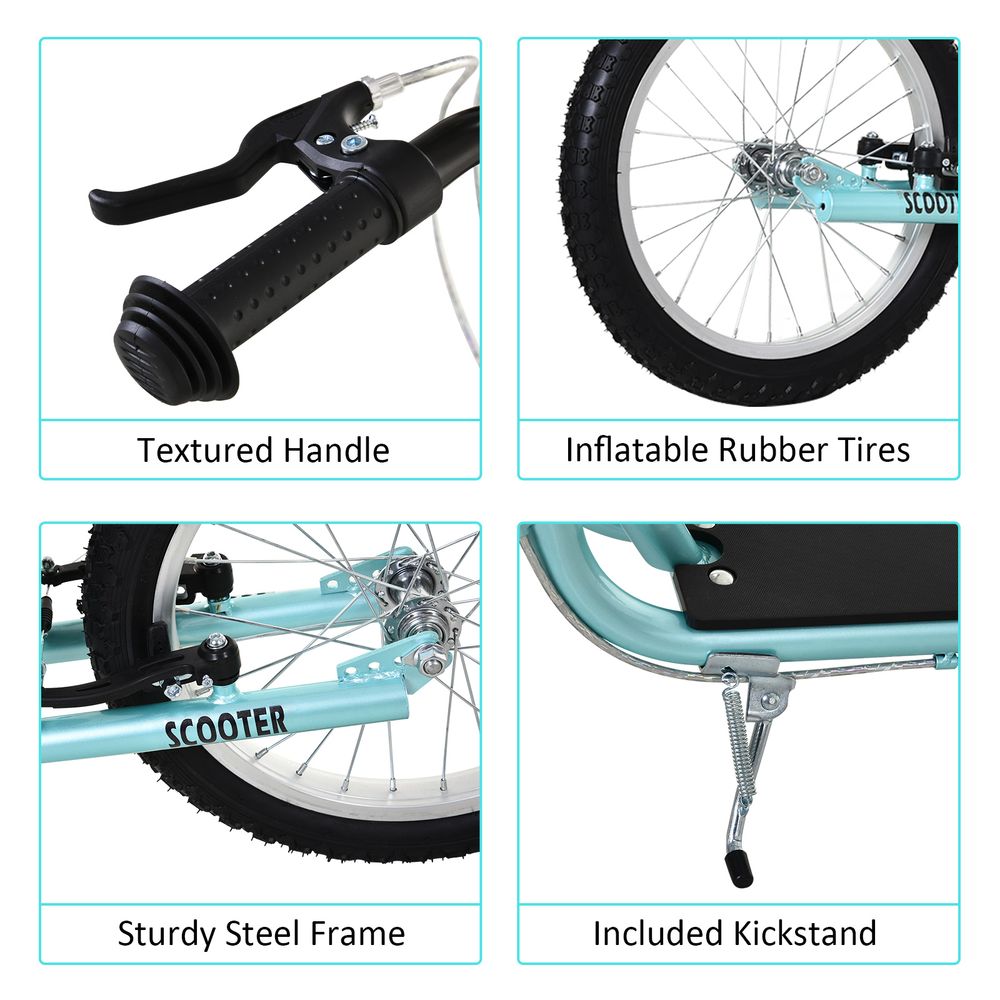 Kick Scooters for Kids with Adjustable Height, Anti-Slip Deck, Dual Brakes, Rubber Tyres, for Boys and Girls Aged 5+ Years Old - Blue
