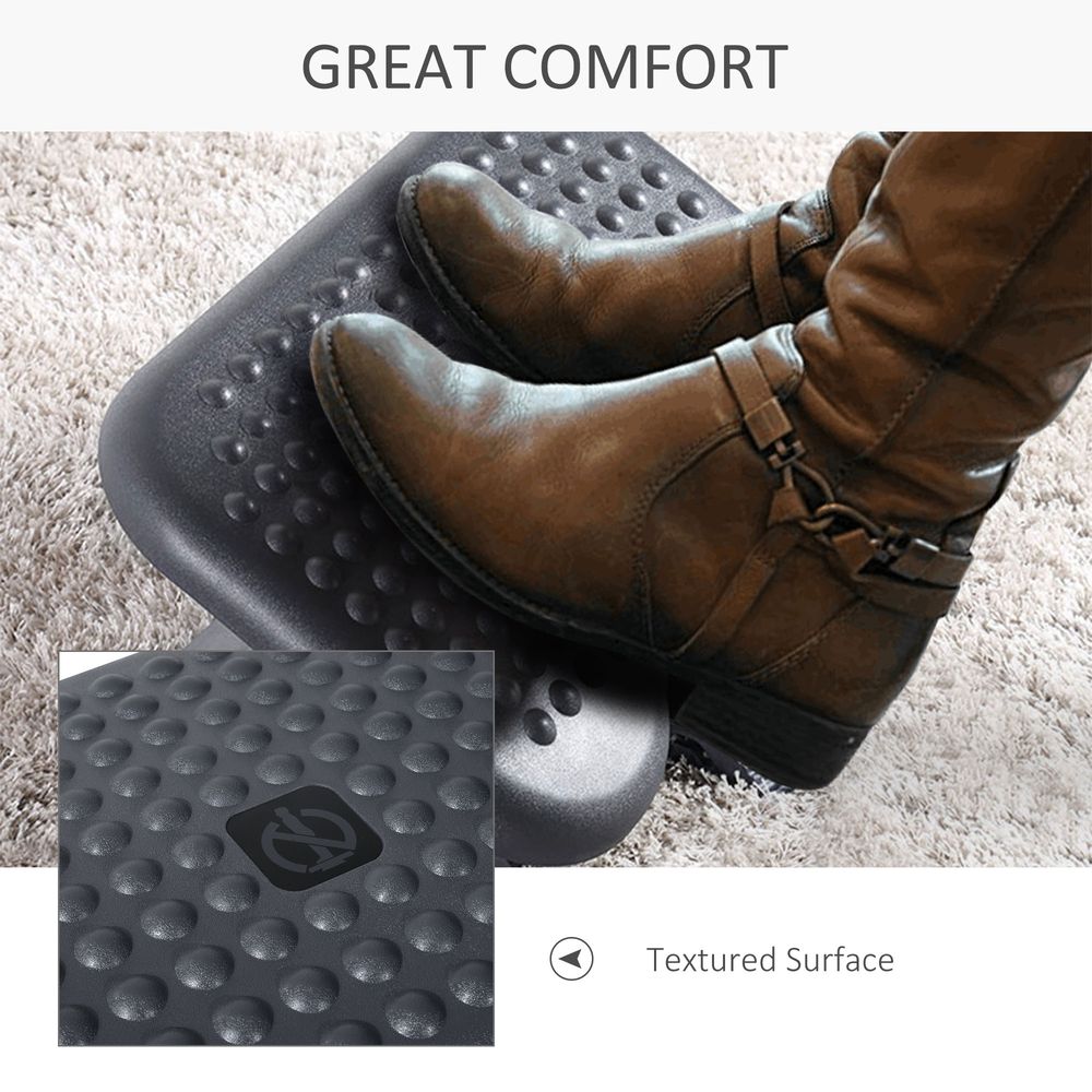 Adjustable Massage Footrest - 3 Position Tilting & Comfort - Home Office Black