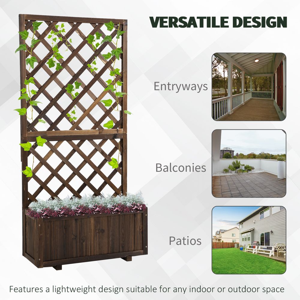 Wood Garden Planter with Trellis for Climbing Plants - Outdoor Decor and Planting Solution