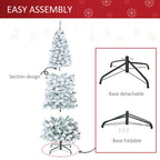 Artificial Snow Flocked Christmas Tree - 6ft Prelit Green White - Warm LED Lights
