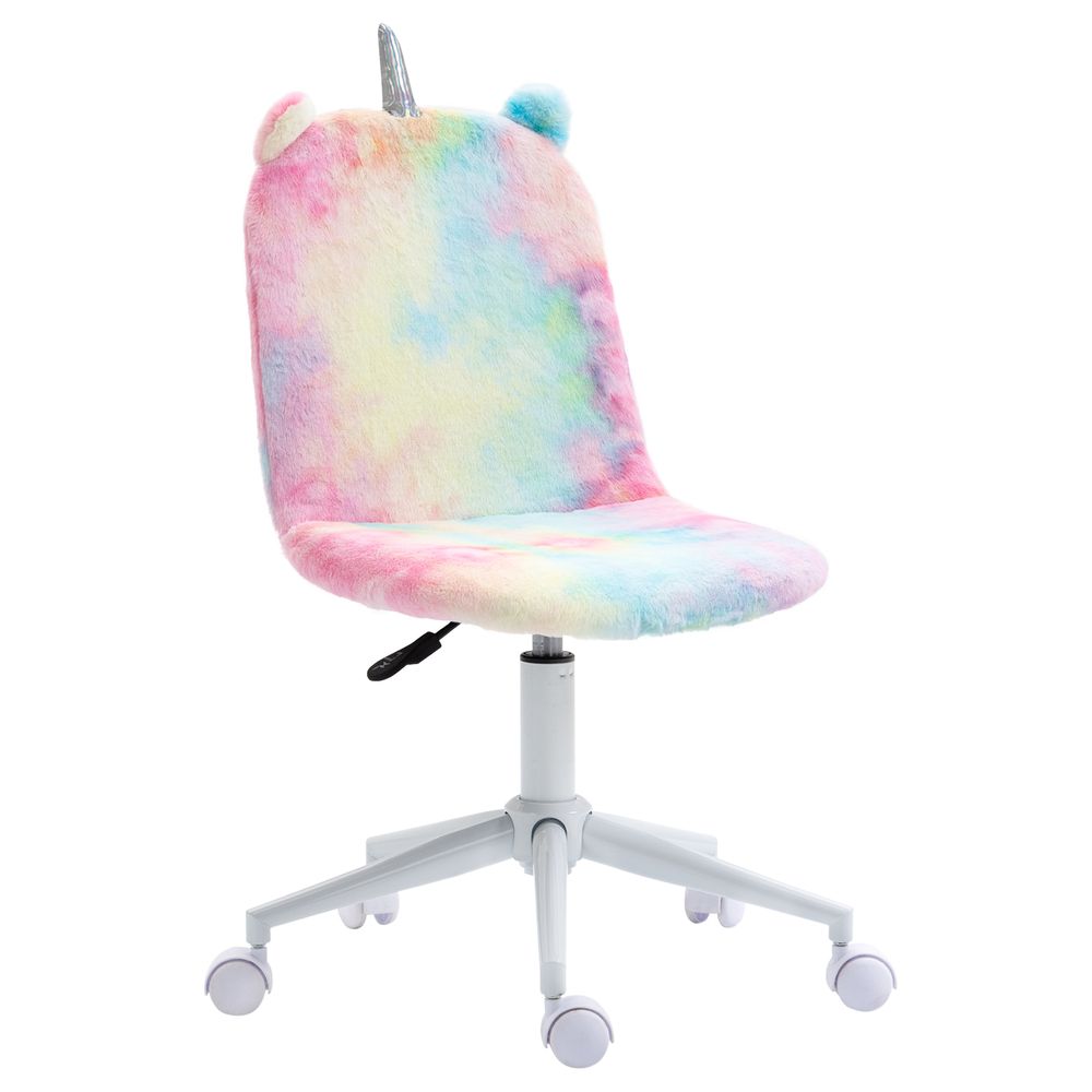 Fluffy Unicorn Office Chair: Swivel Wheel, Cute Desk Chair, Rainbow; Comfortable, Fun Design