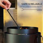 37cm Smokeless Wood Burning Firepit Metal Fire Pit, Black