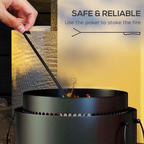 37cm Smokeless Wood Burning Firepit Metal Fire Pit, Black