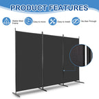Steel Frame Folding Screen - Black, 3 Panels