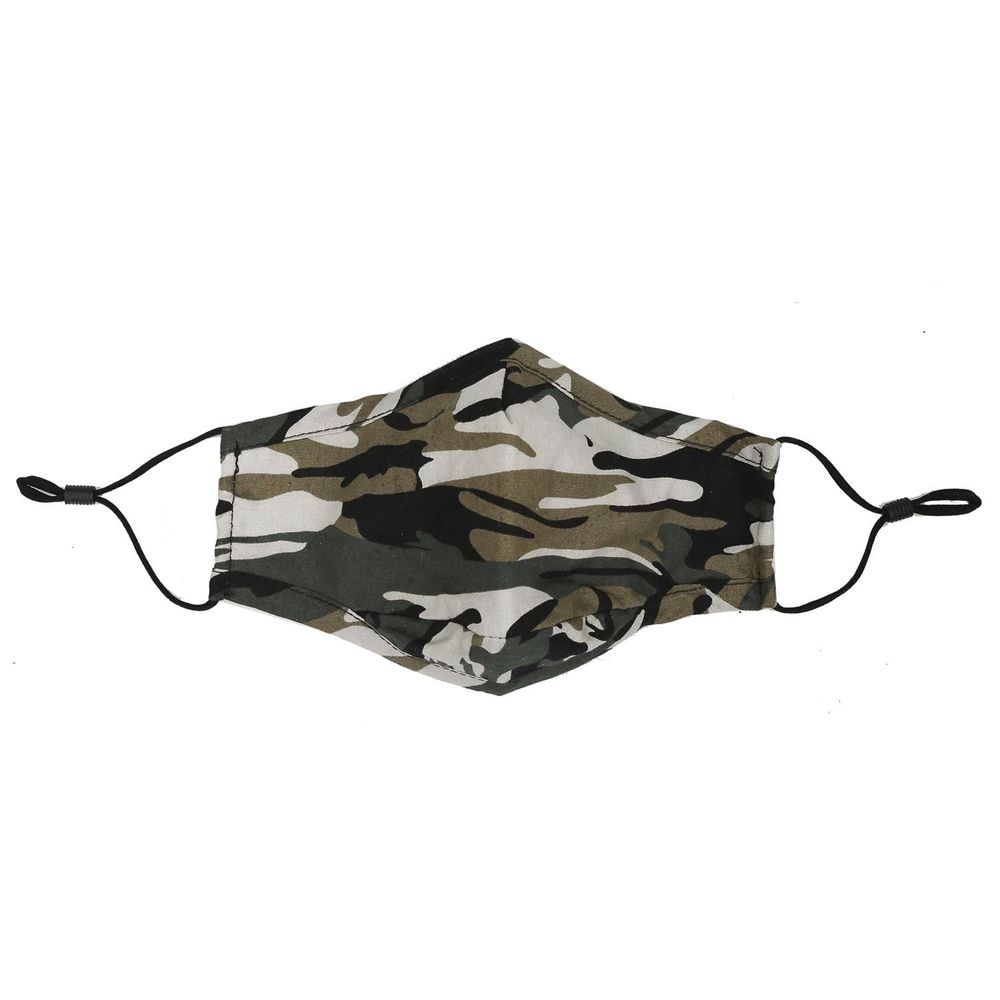 Kids Camo Face Mask - Green, Breathable, Washable, Protects from Dust, Pollution, Ages 6-12