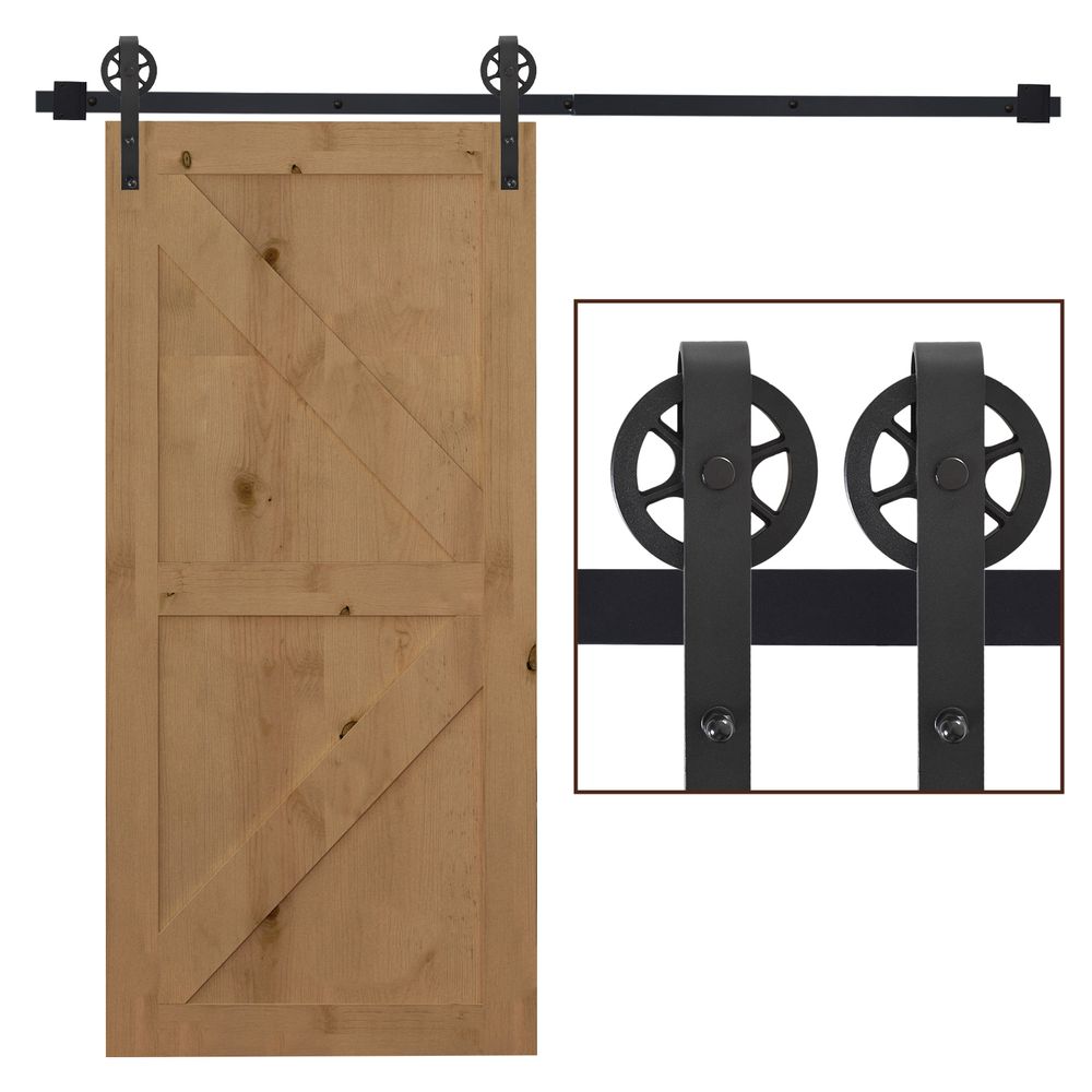 Wood Barn Door Hardware Kit - 6.6ft Sliding Track