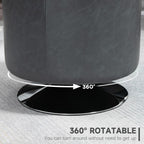 360 Swivel Foot Stool Ottoman, Grey - Thick Padding, Steel Base - PU Leather