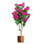 100cm Artificial Azalea Pink Flowers Potted Plant with Copper Metal Planter