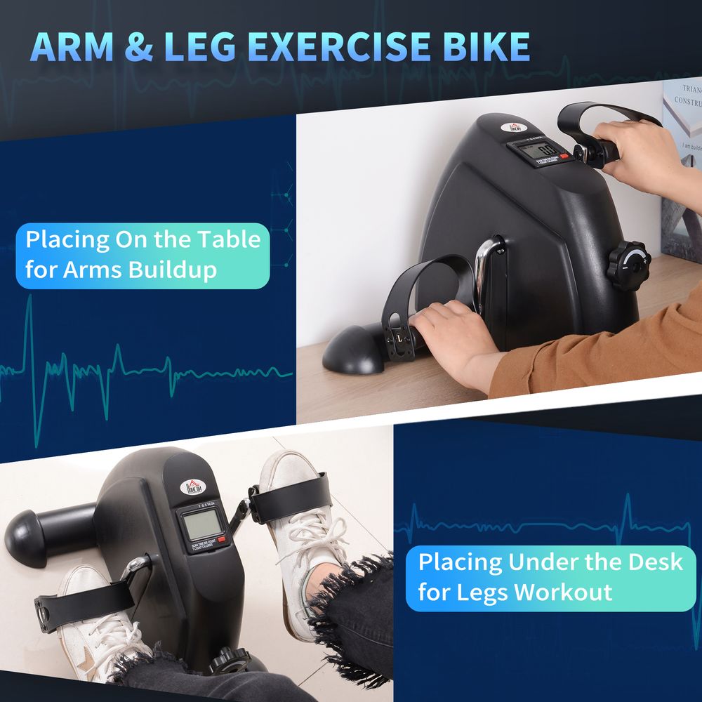 Mini Exercise Bike Portable Pedal Exerciser Arm Leg Cycle Gym Fitness LCD Display