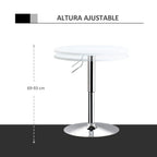 Adjustable Height Round Bar Table Swivel Top White - 60cm - Metal Frame