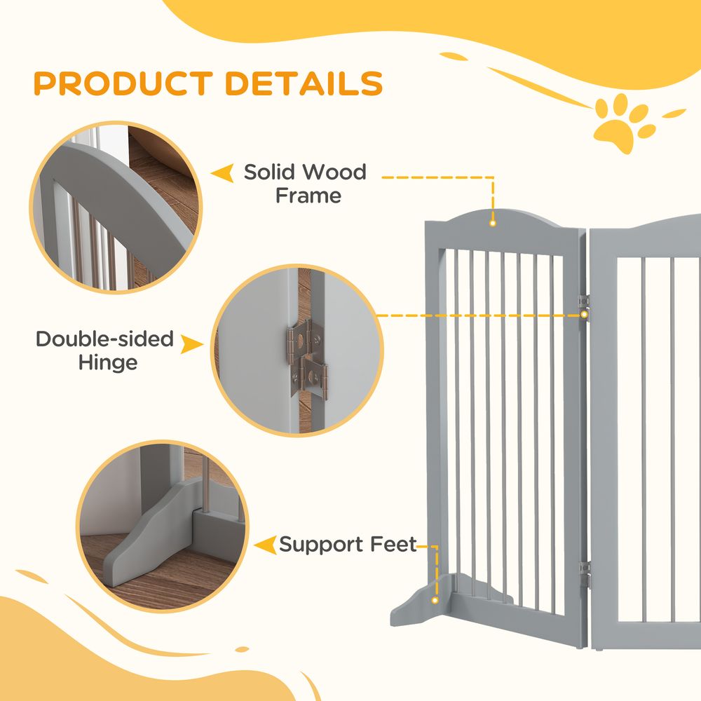 Dog Gate - Foldable & Freestanding - Grey