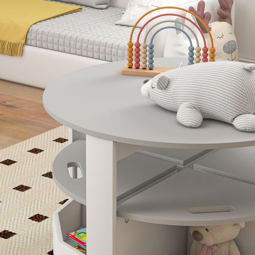 5-Piece Kids Table and Chairs Set w/ Storage for 3-8 Years Old-Grey