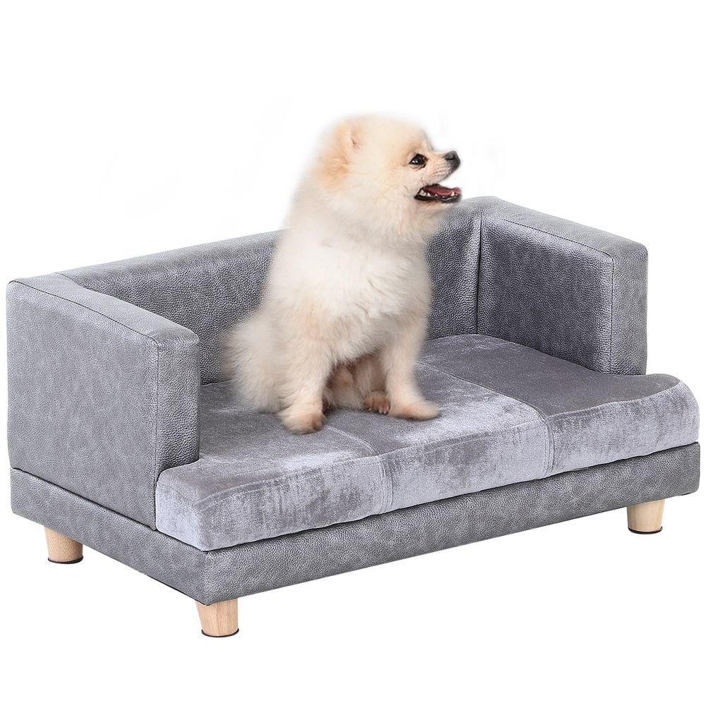 Premium Grey Dog Sofa Bed - Soft & Padded - Perfect for Small-Sized Dogs